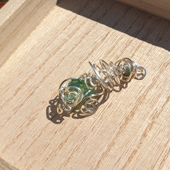 .925 Sterling Silver Pendant Mint Luster Crystal Quartz Stone Artisan Spiral - Picture 11 of 16